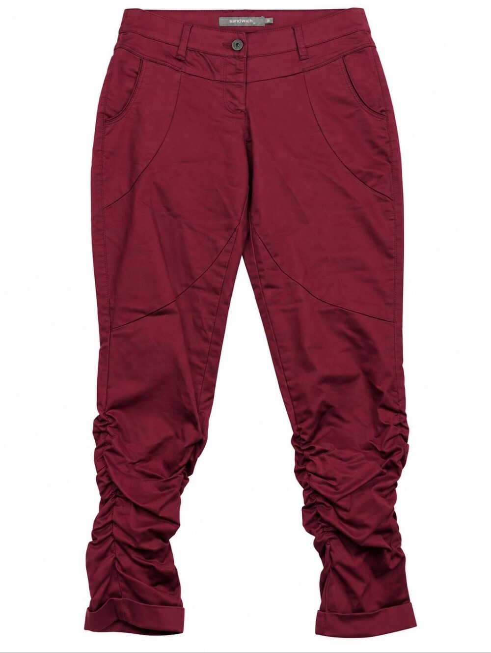 Sandwich_ Burgundy Ruched Ankle Pants